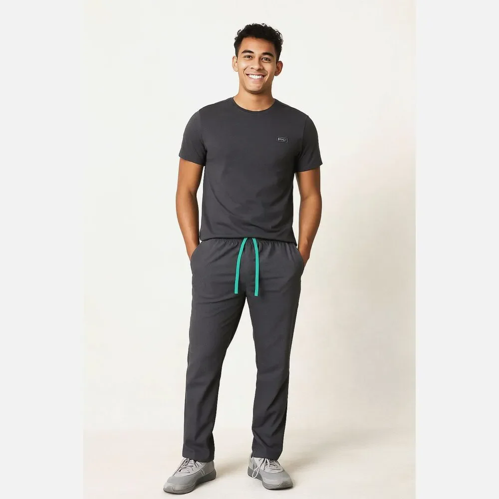 FIGS Gray Straight Leg Draw String Basic Scrub Pants Mens Size Small